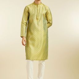 Diwas by Manyavar Ethnic Motifs Woven Design Mandarin Collar Thread Work Straight Kurta-image-55