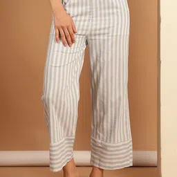 ETC Women Parallel Striped Pure Cotton Lounge Pants-image-46
