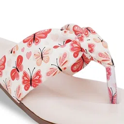 Zoyi Butterfly Printed Knot Design T-Strap Flats image 2