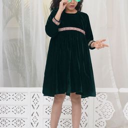 Little Bansi Velvet A-Line Dress-image-55