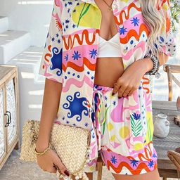JC Mode Printed Shirt Collar Neck Shirt With Shorts Co-Ords-picture-34