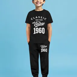 YK X Trampoline Kids Graphic Printed Round Neck T-Shirt With Jogger-33