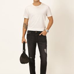 Mast & Harbour Men Original Slim Fit Mildly Distressed Stretchable Jeans-image-45