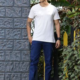 Mast & Harbour Men Blue Smart Mid-Rise Relaxed Fit Clean Look Stretchable Cargo Jeans-image-52