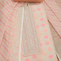 Soch Polka Dots Printed Sequinned Linen Unstitched Dress Material-picture-0