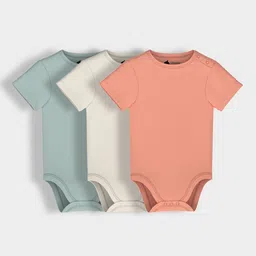 Orange Sugar Infants Pack Of 3 Cotton Half Sleeves Bodysuits-12
