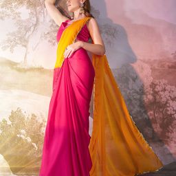 Mitera Colourblocked Sequinned Pure Georgette Saree with Embellished Border image 4