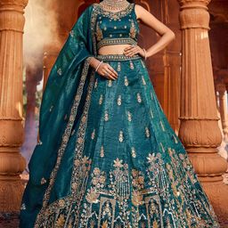 panchhi Embroidered Beads and Stones Semi-Stitched Lehenga & Unstitched Blouse With Dupatta-picture-44
