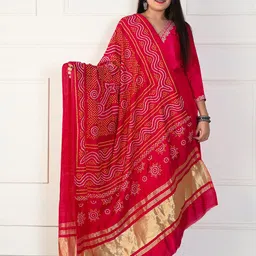 Apratim Printed Cotton Silk Bandhani Dupatta-34