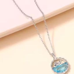 Thrillz Stainless Steel Silver-Plated Circular Shaped Enamelled Pendant With Chain-image-76