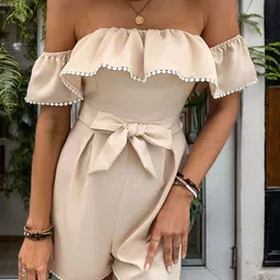 DressBerry Waist Tie-Ups Ruffled Detail Off-Shoulder Playsuit-picture-26