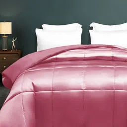 San Marino Pink Geometric Printed Satin AC Room 300 GSM Double Bed Comforter-image-11