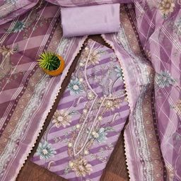 Panzora Printed Organza Unstitched Dress Material-image-85