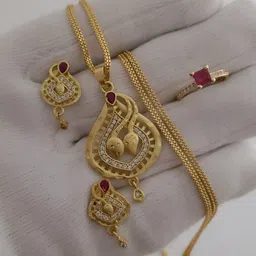 V.K.PAYAL.JEWELLERY Gold-Plated Artificial Stones Studded Necklace and Earrings-picture-18