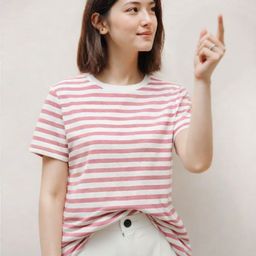 TOGS & TERRE Women Striped Round Neck Cotton Oversized T-shirt-picture-40