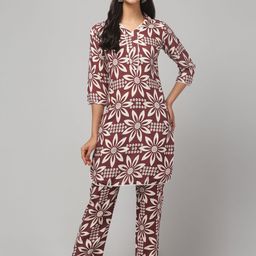 CROWN KING Women Floral Printed Kurti with Trousers-image-88