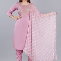 BAESD Women Floral Embroidered Regular Kurta with Trousers-image-26