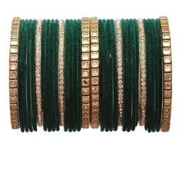 Guddan Set Of 32 Gold-Plated Zircon Stone-Studded Bangles-8