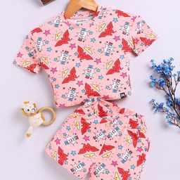 YK X Minute Mirth Girls Wonder Woman Printed T-shirt With Shorts-image-8