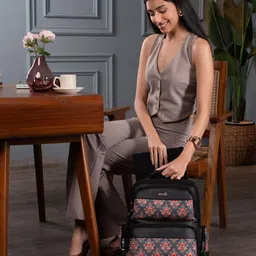ZOUK Mughal Garden Unisex Floral Printed Padded Vegan Leather Backpack-Up to 16 inch image 5
