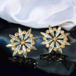 Saizen Rhinestone Studded Floral Shaped Studs-image-39