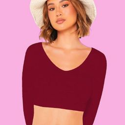 Dream Beauty Women V-Neck Fitted Crop Top-image-54