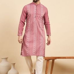 House of Pataudi Floral Printed Mandarin Collar Straight Kurta-image-97
