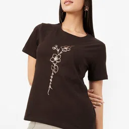max Floral Printed Round Neck Pure Cotton T-shirt-image-44