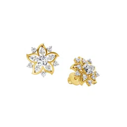 Sparkles Lab Grown Diamond 0.91 Carat Round Flower Stud Earrings for Women-picture-37