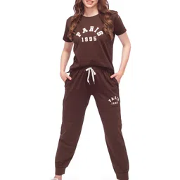 Lotik Women Printed Cotton T-Shirt With Joggres Co-Ords-image-34
