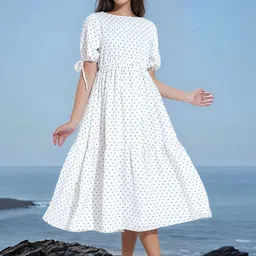 all about you Women Floral Print Puff Sleeve Fit & Flare Midi Dress-picture-46