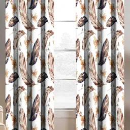 BELLA TRUE White & Blue 2 Pieces Floral Black Out Door Curtains-image-82