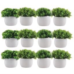 Kuber Industries White & Green 10 Pieces Succulent Artificial Plant With Pot-9