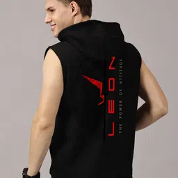 LEON Men Printed Hooded Sleeveless Sweatshirt-picture-18