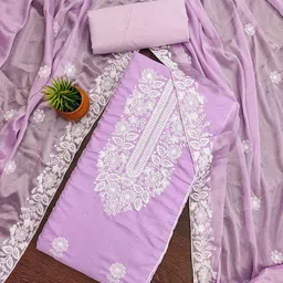 KALINI Floral Embroidered Thread Work Unstitched Dress Material-image-5