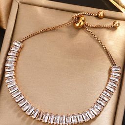 DressBerry Gold-Plated American Diamond & Cubic Zirconia Studded Wraparound Bracelet-54