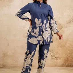 Style Heaven Printed Pure Cotton Tunic & Trousers Co-Ord Set-image-65