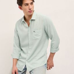 THE BEAR HOUSE Spread Collar Slim Fit Lyocell Linen Casual Shirt-image-99