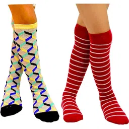 NESKA MODA 2 Pair Cotton Knee Length Socks-image-7