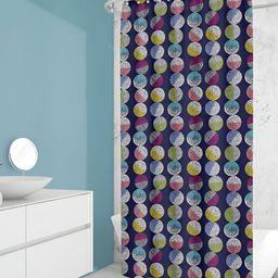 ArtzFolio Navy Blue & Purple Geometric Printed Waterproof Shower Curtain-image-53