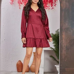 TWINS LADY Women V-Neck A-line Dress-image-29