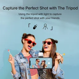 Webilla Selfie Stick with LED Fill Light,3C Phone Tripod Stand with Bluetooth Wireless Remote & 360°Rotation Long Selfie Stick Compatible with iPhone/OnePlus/Samsung/Realme & All Smartphones/Go Pro(Black) Bluetooth Selfie Stick image 3