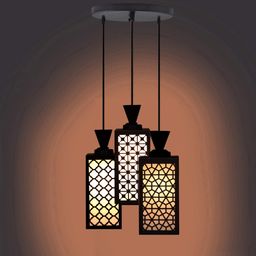 Gojeeva Black & White Textured Wooden Rectangle Shaped Ceiling Lamp-picture-42
