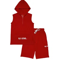Gini and Jony Boys Typography Printed Hooded Sleeveless T-shirt With Shorts-image-42