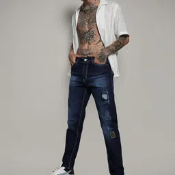 Campus Sutra Men Smart Slim Fit Embroidered Light Fade Stretchable Jeans-picture-19