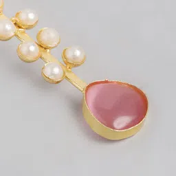 Anouk Gold-Plated Artificial Stones Studded Triangular Drop Earrings image 5