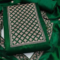 Maroosh Floral Embroidered Zari Silk Unstitched Dress Material-image-17