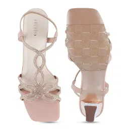 Metro Embellished Open Toe Block Heels image 3