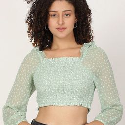 PRETILLY Women Abstract Printed Square Neck Crop Top-21