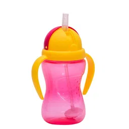 Adore Kids Pink & Yellow Solid Straw Sipper with Gravity Ball & Dust Free Cap-8